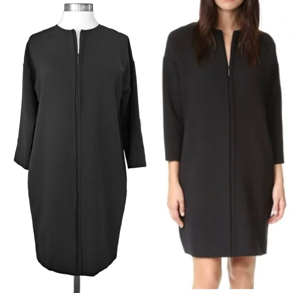 VINCE Black Seam Front Mini Dress Size XS Minimalist Shift Oversized Boxy
